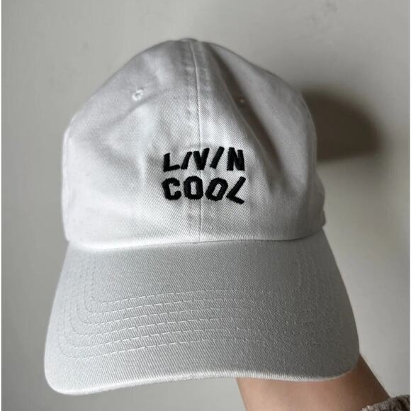 NWOT Livin Cool White Adjustable Baseball Cap Hat Black Livin Cool Graphic OS main image 7
